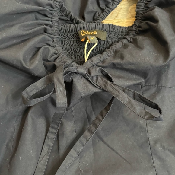 NWT Quince 100% Organic Cotton Puff Sleeve Midi Dress Navy Medium - Picture 8 of 8